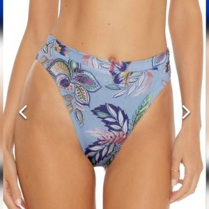 NWT BECCA blue shimmer floral french cut high leg bikini bottoms